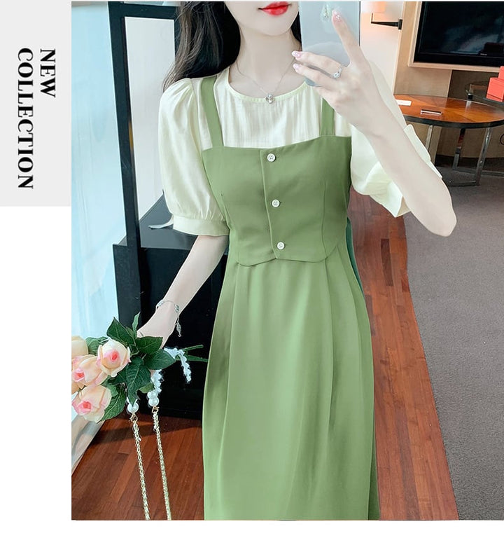 【dress】人気を独占中 エレガント切り替えデートワンピース　M16973