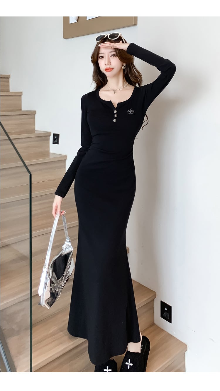 【dress】マーメイドVネックワンピース　M18284