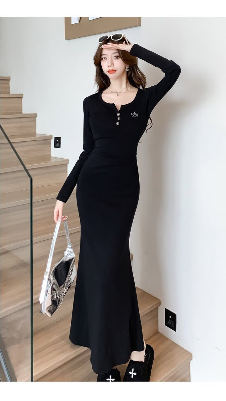 【dress】マーメイドVネックワンピース　M18284