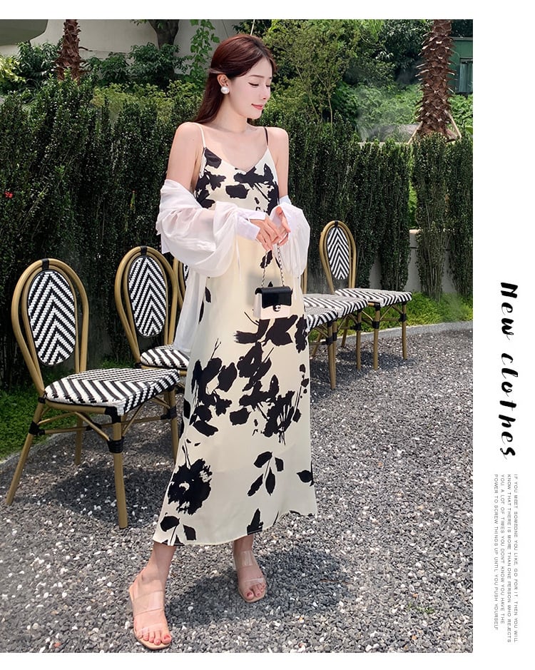 【dress】大人らしい Vネックエレガントキャミワンピース　M16752