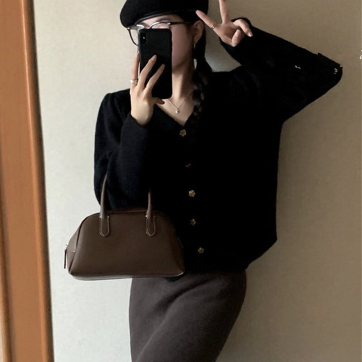 【outer】Vネックボタンデザインニットカーディガン　M17698