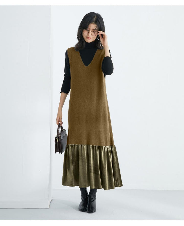 【dress】ドッキングノースリーブワンピース　N2900