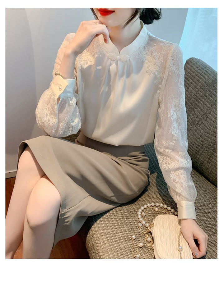 【tops】今季マストバイエレガントレースシャツトップス　M16981
