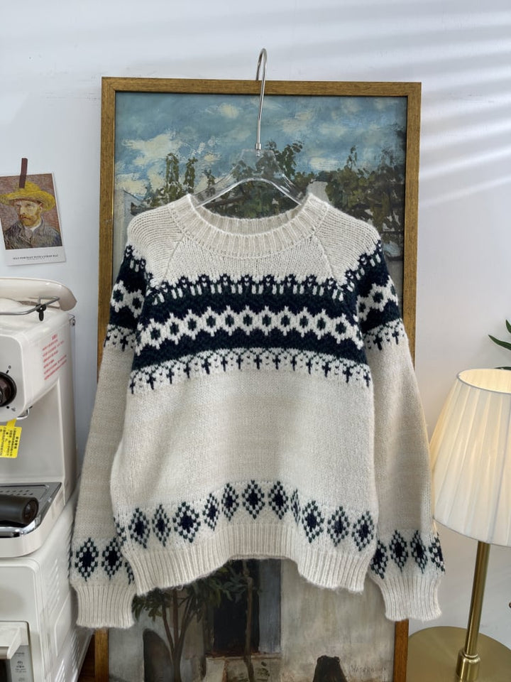 【tops】プリントニットセーター　M27509