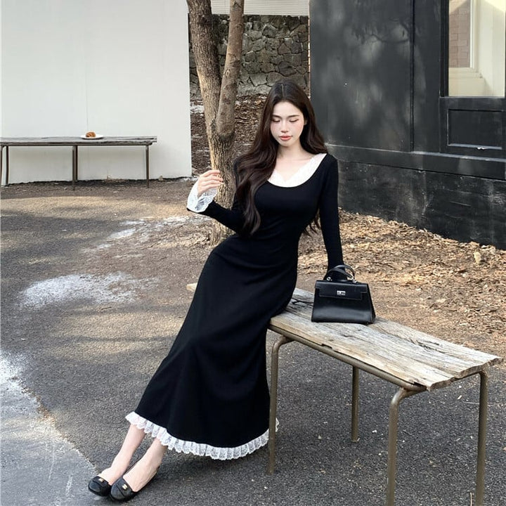 【dress】ボートネックドッキングワンピース　M27957