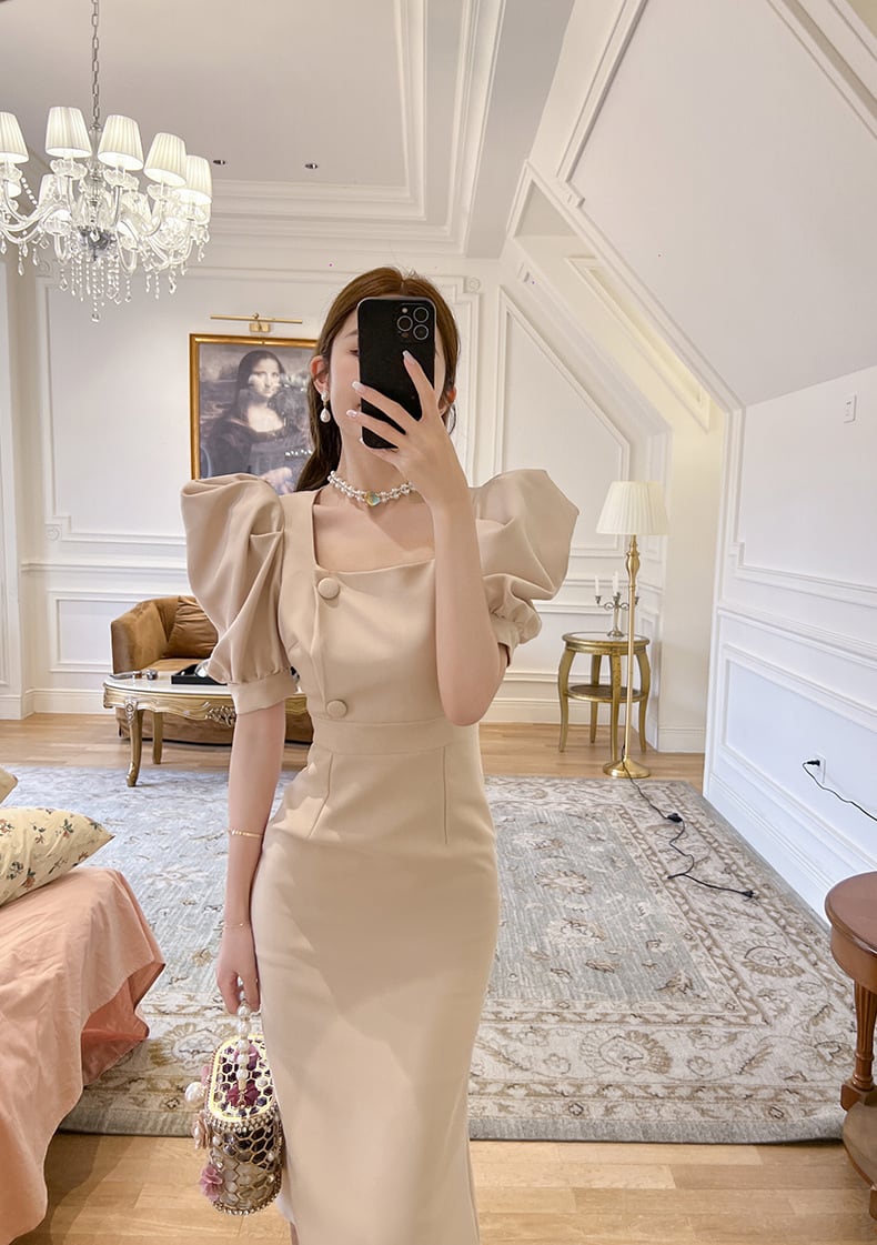 【dress】パフスリーブワンピース　M23076