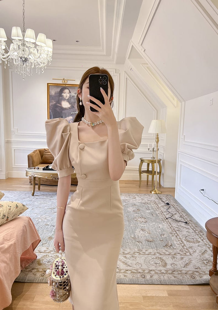 【dress】パフスリーブワンピース　M23076