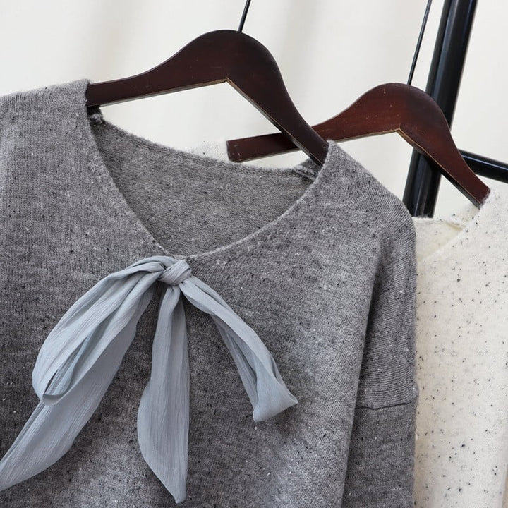 【tops】リボン付きニットセーター　M27598
