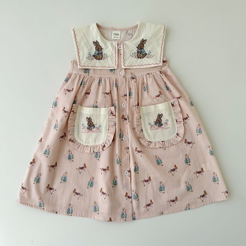 【kids】バニー刺繍ワンピース K0550