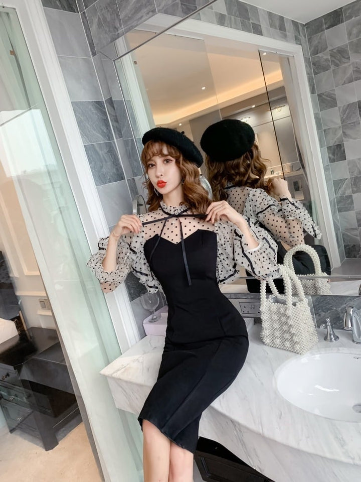 【dress】フリル切り替えワンピース　M21596