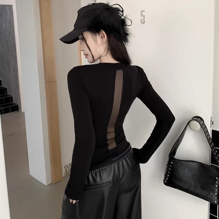 【tops】4色展開チュールドッキングトップス Q8092