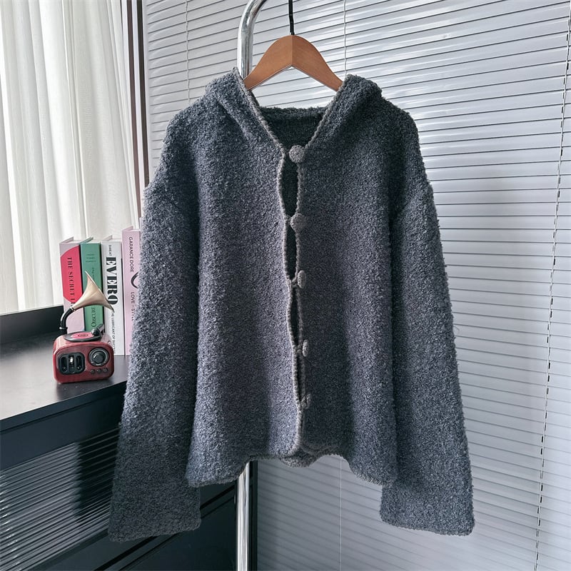 【outer】フード付きニットカーデ　M26539