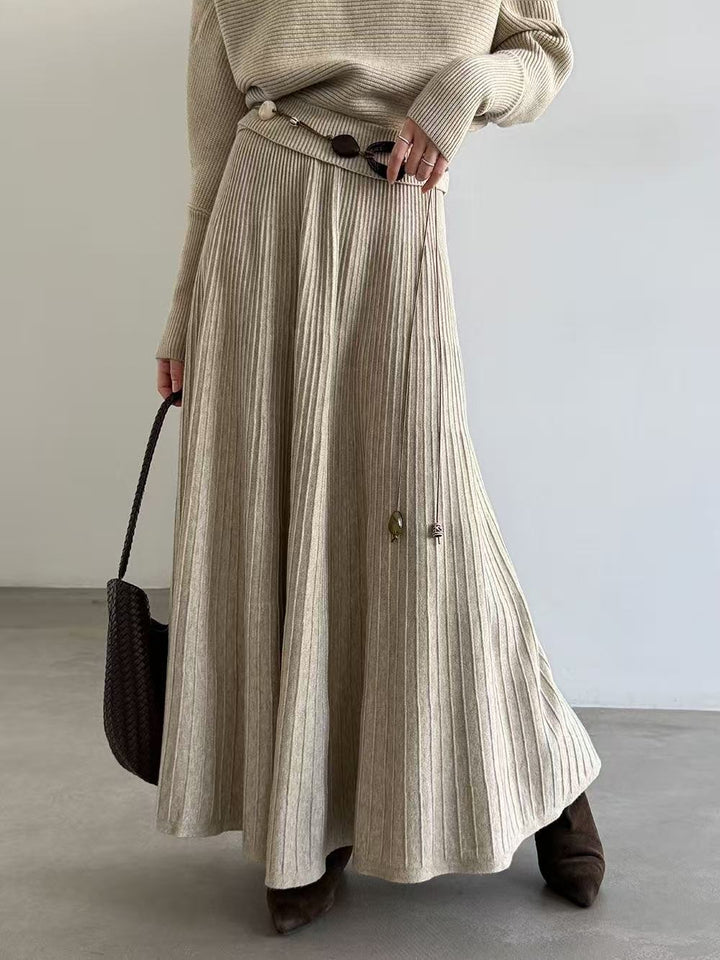 【set】ニットトップス×ロングスカートセット  K0655