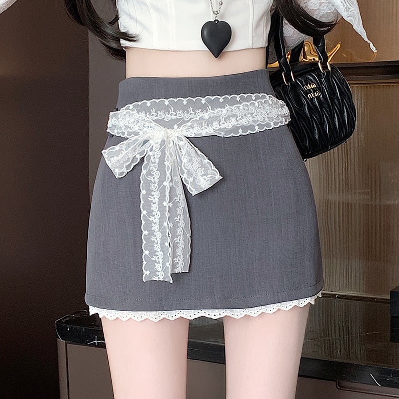 【bottoms】レースハイウエストスカート　M29405