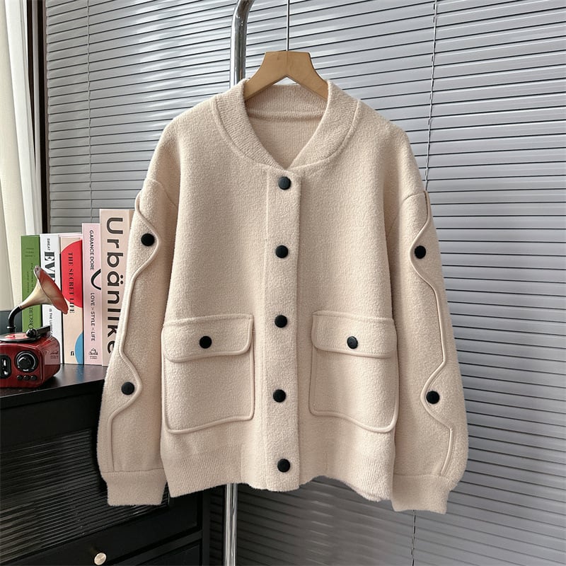 【outer】フラップポケットニットカーデ　M18314