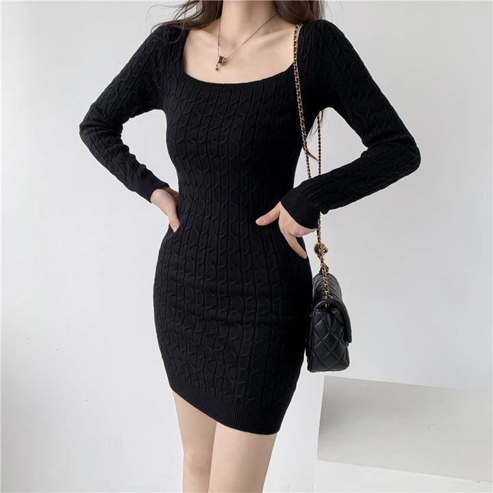 【dress】無地ニットワンピース　M18023