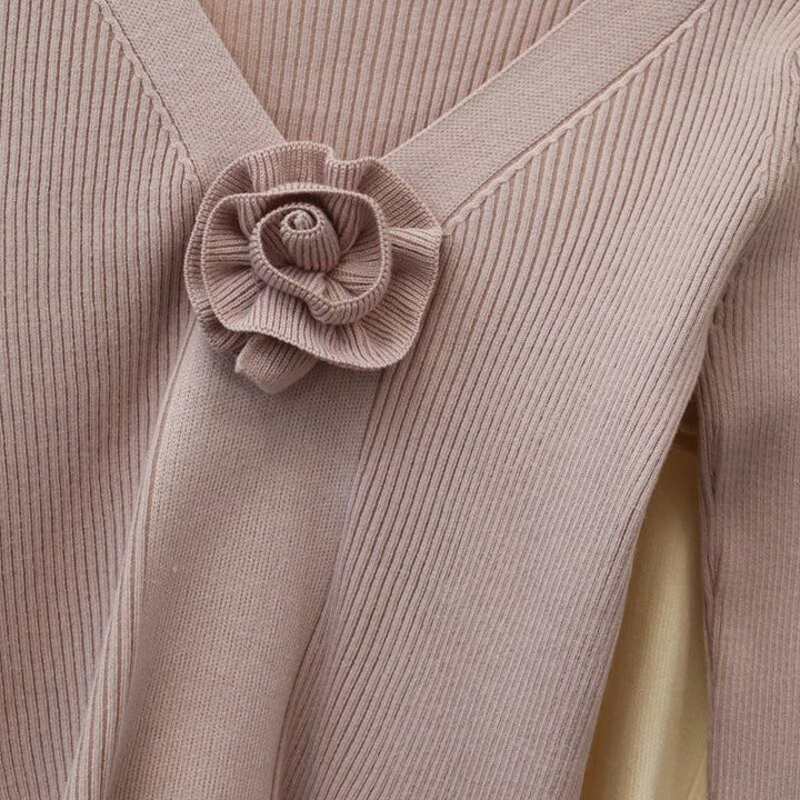 【tops】立体フラワーニットトップス　M28631