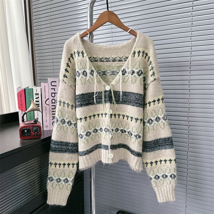 【outer】ボーダー柄ニットカーデ　M27614