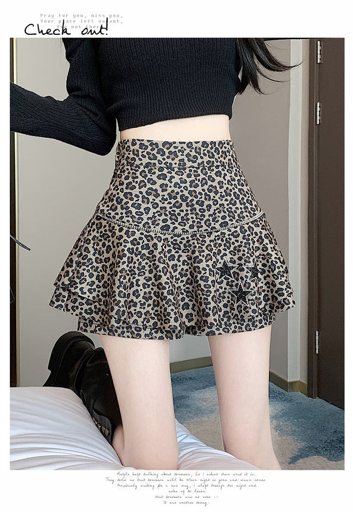【bottoms】ヒョウ柄キュロットパンツ　M26580