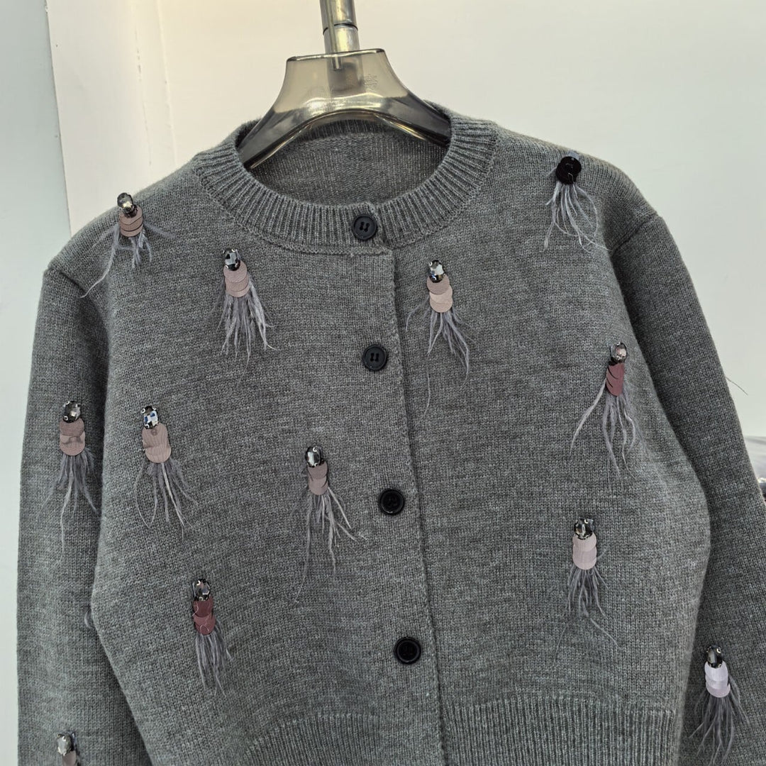 【outer】スパンコールニットカーデ　M26197