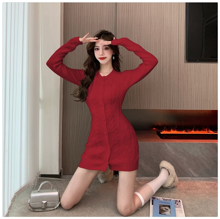 【dress】今季マストバイニットワンピース韓国系着心地良い　M17573