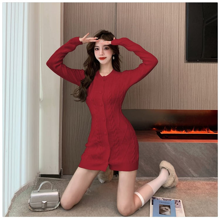 【dress】今季マストバイニットワンピース韓国系着心地良い　M17573