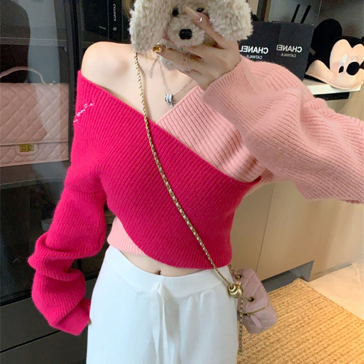 【tops】配色切り替えニットトップス　N2907
