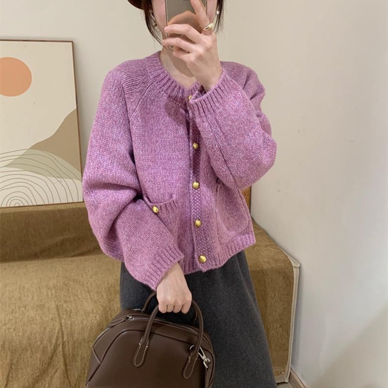 【outer】クルーネックニットカーデ　M26554