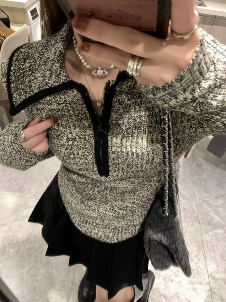 【tops】ファスナーニットトップス　M26552