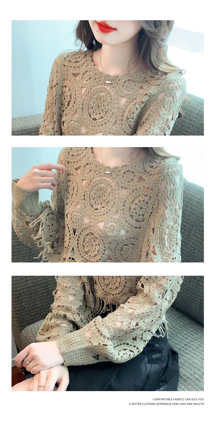 【tops】優しい雰囲気カットワークレーストップス　M17665