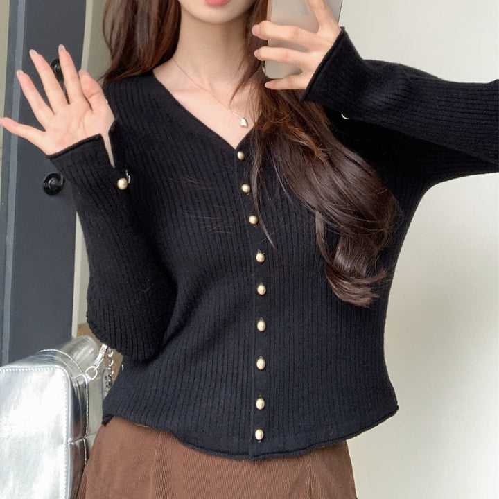 【outer】ボタンデザインニットカーデ　M26696