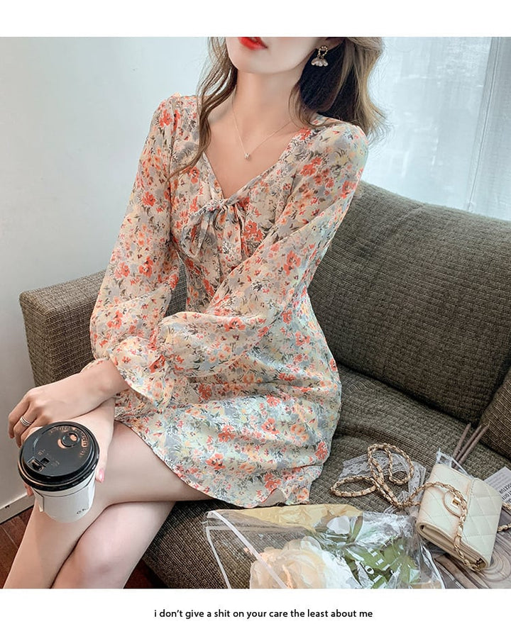 【dress】絶対欲しいスウィート花柄ワンピース着瘦せ　M17069