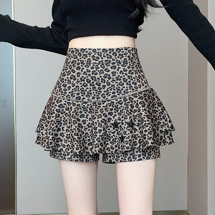 【bottoms】ヒョウ柄キュロットパンツ　M26580