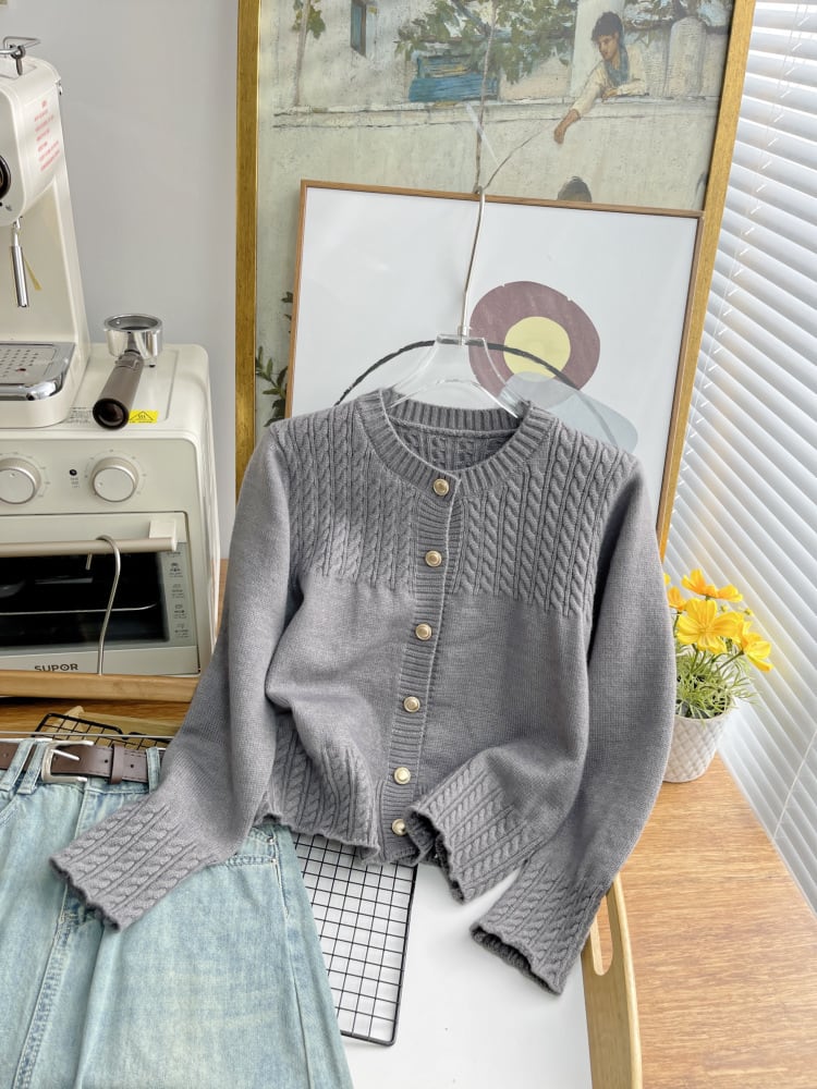 【outer】クルーネックニットカーデ　M25884