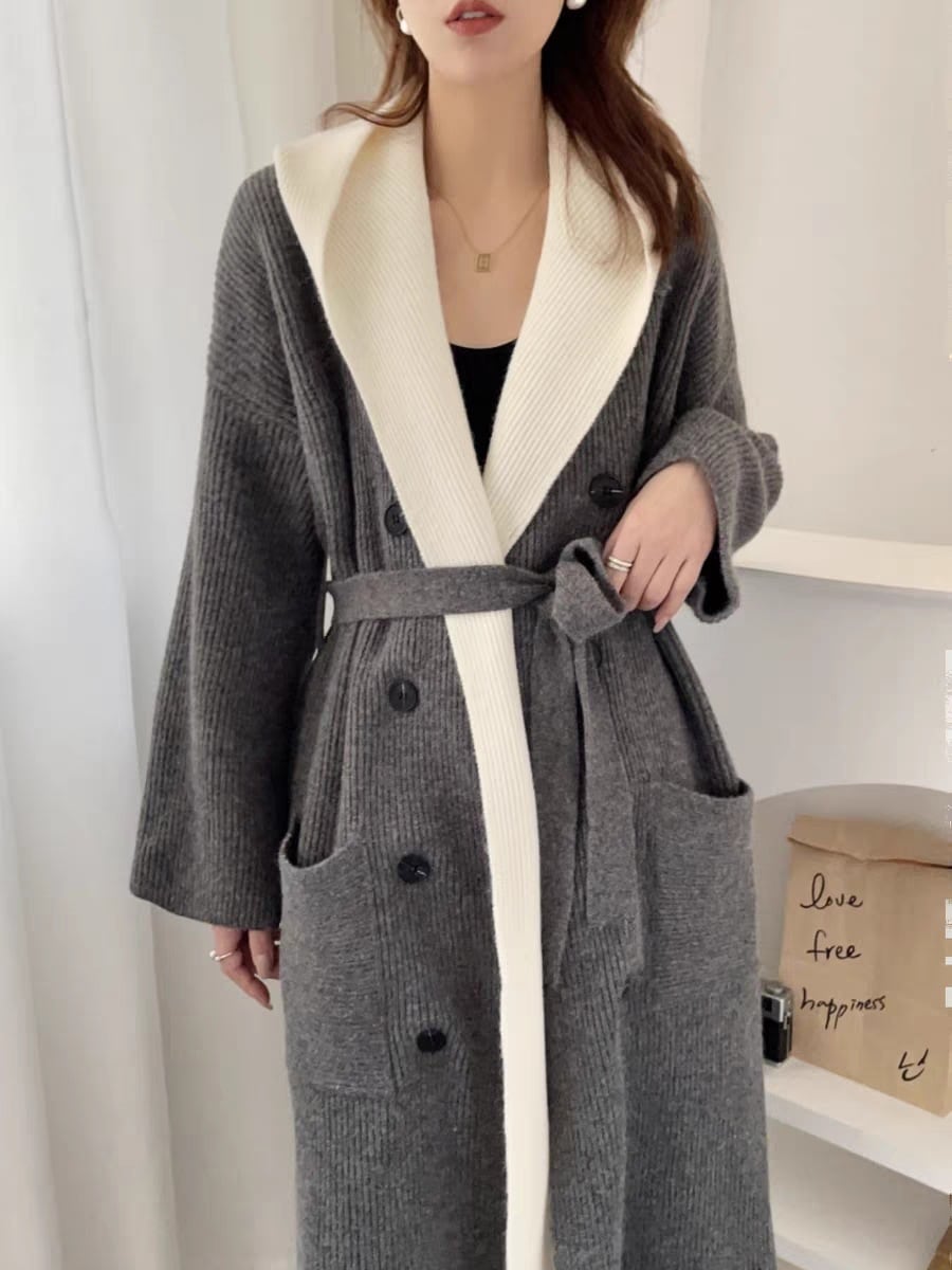 【outer】ドッキングロング丈ニットカーデ　M18270