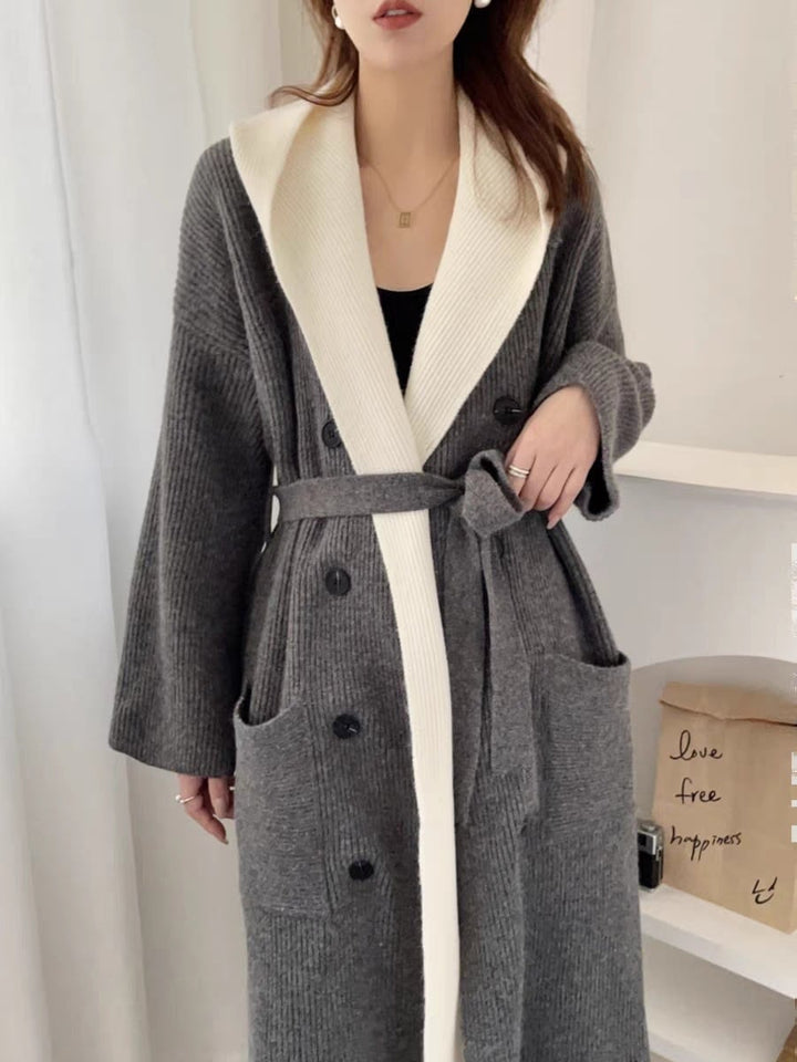 【outer】ドッキングロング丈ニットカーデ　M18270