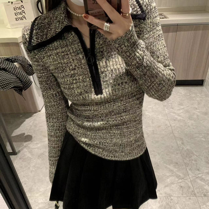 【tops】ファスナーニットトップス　M26552