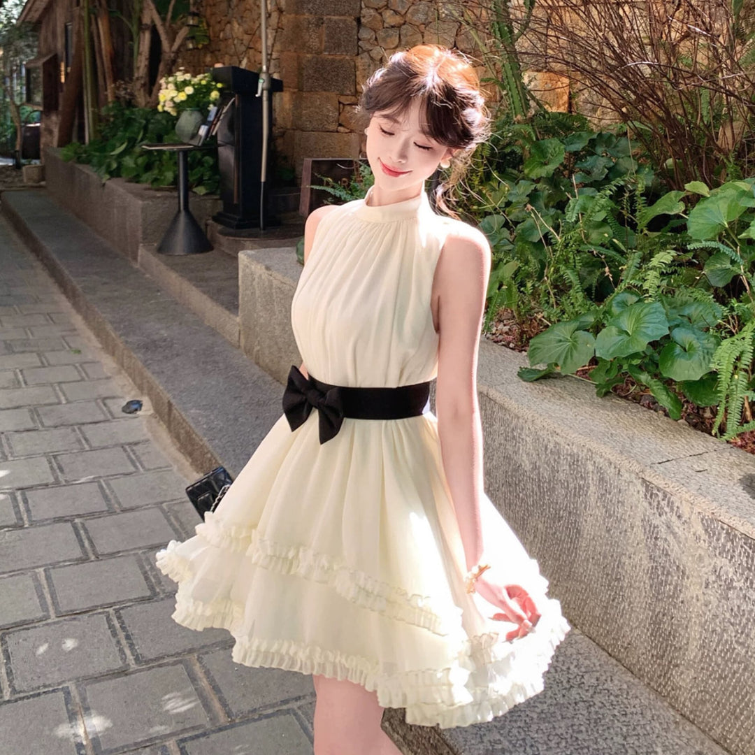 【dress】リボンベルト付きミニワンピース　N3580