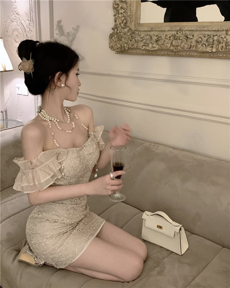【dress】レース切り替えワンピース　M24182