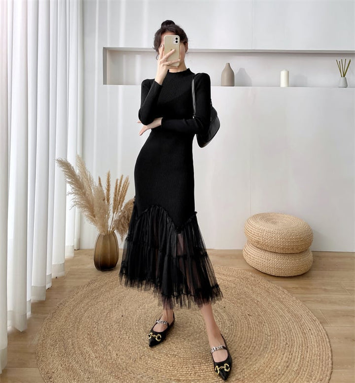 【dress】マーメイド切り替えニットワンピース　M17673