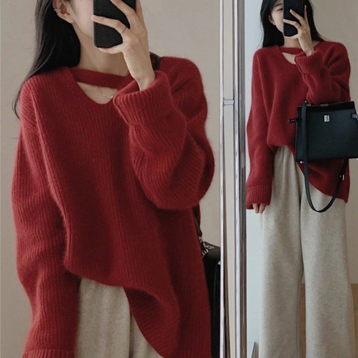 【tops】無地Vネックニットセーター　M17869