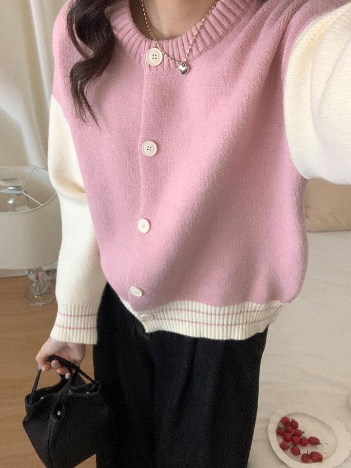 【outer】配色ニットカーデ　M25964