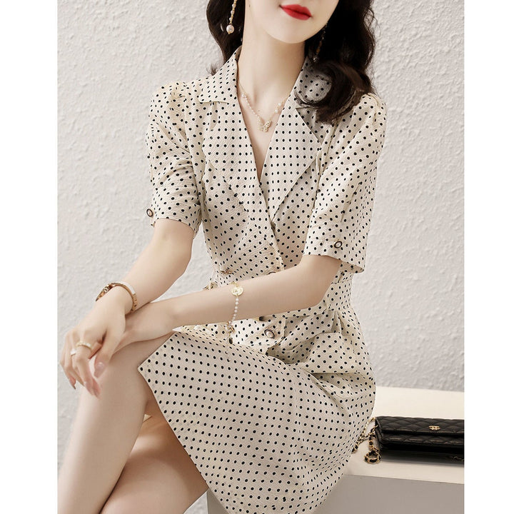 【dress】高級感 エレガントオシャレドット柄ワンピース　M16819