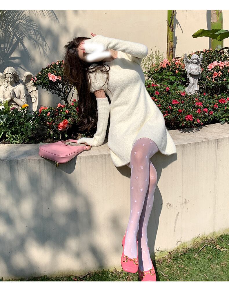 【dress】アームカバー付きニットワンピース　M27717