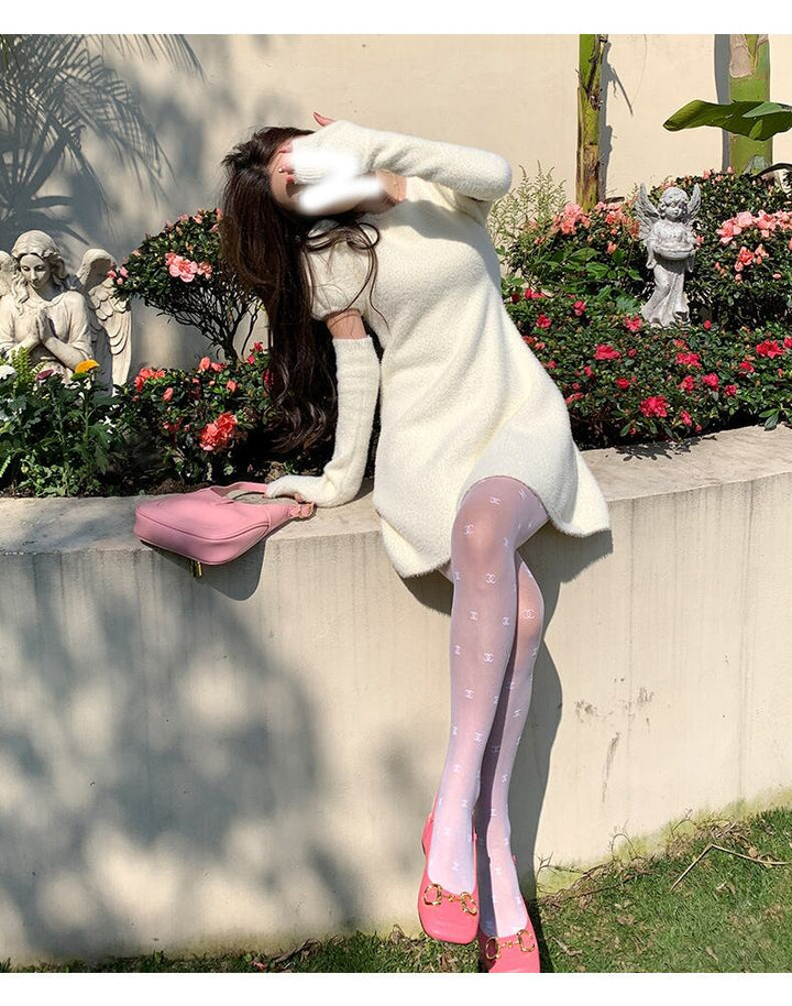 【dress】アームカバー付きニットワンピース　M27717