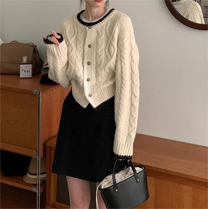 【outer】クルーネックニットカーデ　M18147