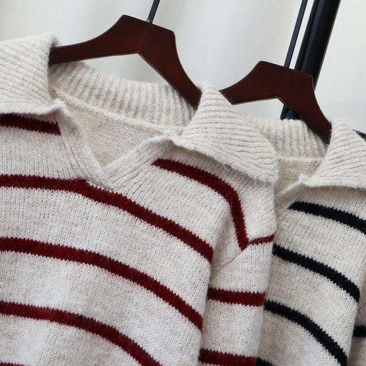 【tops】ボーダー柄ニットセーター　M27522