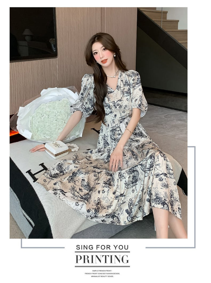 【dress】人気アイテム ! エレガント花柄ワンピース　M16950