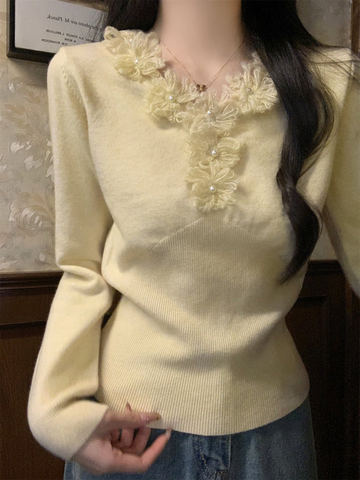 【tops】立体フラワーニットトップス　M28671