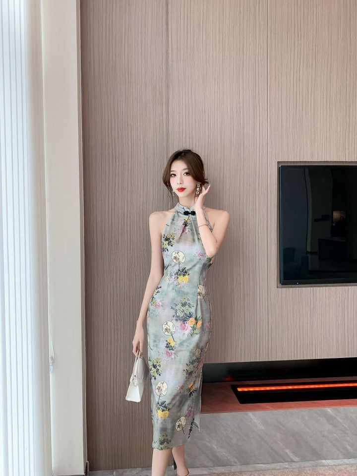 【dress】ノースリーブエレガントスリットデートワンピース　M17176